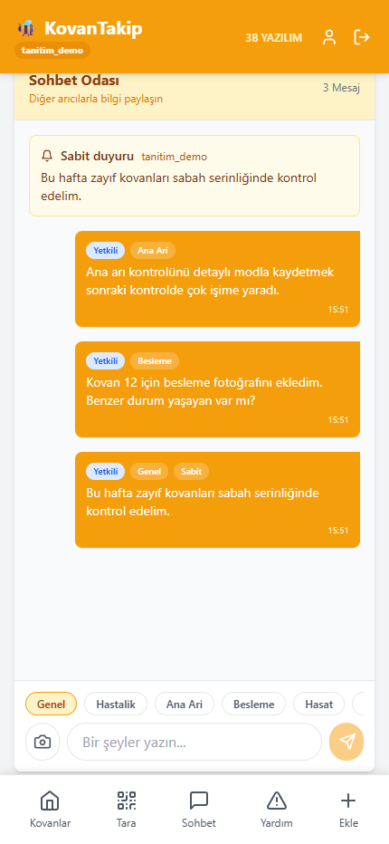 Mobil sohbet ekranı